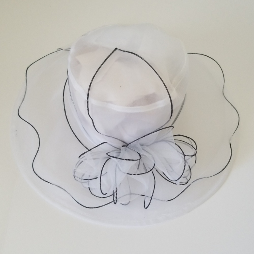 White and black dress hat